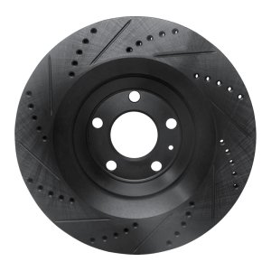 Audi A6 Quattro Brake Rotor (1) - Rear Right - R1 Concepts - Drilled & Slotted - Black - `05-`11